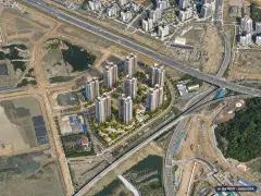 시티오씨엘 6단지 9개동·최고 47층·총 1,734세대 기준 AI 상상도 — 실제와 다를 수 있음 시티오씨엘 6단지 9개동·최고 47층·총 1,734세대 기준 AI 상상도(주간 항공) — 실제와 다를 수 있음