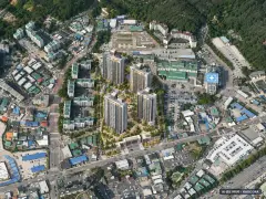의정부시 금오1구역 총 790세대 기준 AI 상상도(주간 항공) — 실제와 다를 수 있음
