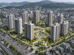 마천4 재정비촉진구역 주택재개발 정비사업 10개동·총 1,254세대 기준 AI 상상도(주간 항공) — 실제와 다를 수 있음