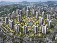 신평1 재개발 총 2,240세대 기준 AI 상상도 — 실제와 다를 수 있음 신평1 재개발 총 2,240세대 기준 AI 상상도(주간 항공) — 실제와 다를 수 있음