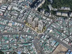 부산 사하구 당리4 재개발 총 495세대 기준 AI 상상도 — 실제와 다를 수 있음 부산 사하구 당리4 재개발 총 495세대 기준 AI 상상도(주간 항공) — 실제와 다를 수 있음