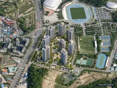 경산 상방공원 호반써밋 1단지 8개동·최고 35층·총 1,004세대 기준 AI 상상도 — 실제와 다를 수 있음 경산 상방공원 호반써밋 1단지 8개동·최고 35층·총 1,004세대 기준 AI 상상도(주간 항공) — 실제와 다를 수 있음