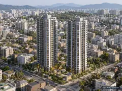 서수원 에피트 센트럴마크(M1BL)(3차) 2개동·최고 25층·총 190세대(이번 8세대 공급) 기준 AI 상상도(주간 항공) — 실제와 다를 수 있음
