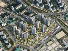 의왕시 내손라구역 총 1,420세대 기준 AI 상상도(주간 항공) — 실제와 다를 수 있음