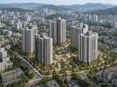 시흥시 은행1 4개동·총 540세대 기준 AI 상상도(주간 항공) — 실제와 다를 수 있음