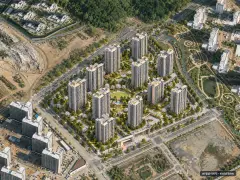 검단호수공원역 중흥S-클래스 12개동·최고 25층·총 1,010세대 기준 AI 상상도(주간 항공) — 실제와 다를 수 있음