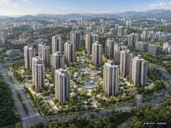 브레인시티 푸르지오 16개동·최고 35층·총 1,990세대 기준 AI 상상도 — 실제와 다를 수 있음 브레인시티 푸르지오 16개동·최고 35층·총 1,990세대 기준 AI 상상도(주간 항공) — 실제와 다를 수 있음