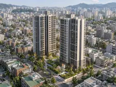 신반포22차 재건축 2개동·총 160세대 기준 AI 상상도 — 실제와 다를 수 있음 신반포22차 재건축 2개동·총 160세대 기준 AI 상상도(주간 항공) — 실제와 다를 수 있음