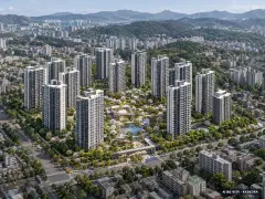 반월구역 재개발 공동주택 16개동·총 1,702세대 기준 AI 상상도 — 실제와 다를 수 있음 반월구역 재개발 공동주택 16개동·총 1,702세대 기준 AI 상상도(주간 항공) — 실제와 다를 수 있음