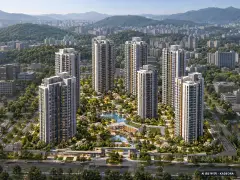 인천 검단신도시 AB13블록 호반써밋Ⅲ(본청약) 8개동·최고 29층·총 905세대(이번 492세대 공급) 기준 AI 상상도(주간 항공) — 실제와 다를 수 있음