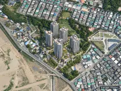 경산 대임지구 B3 BL 라온프라이빗(사전청약) 이번 505세대 공급 기준 AI 상상도(주간 항공) — 실제와 다를 수 있음
