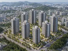 트리븐센텀 2단지 9개동·최고 29층·총 792세대 기준 AI 상상도 — 실제와 다를 수 있음 트리븐센텀 2단지 9개동·최고 29층·총 792세대 기준 AI 상상도(주간 항공) — 실제와 다를 수 있음