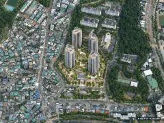 좌동1360번지 공동주택 4개동·총 534세대 기준 AI 상상도 — 실제와 다를 수 있음 좌동1360번지 공동주택 4개동·총 534세대 기준 AI 상상도(주간 항공) — 실제와 다를 수 있음