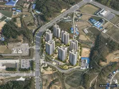 양주 용암 영무 예다음 더퍼스트 7개동·최고 27층·총 644세대(이번 285세대 공급) 기준 AI 상상도(주간 항공) — 실제와 다를 수 있음
