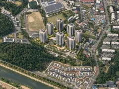 효성해링턴 플레이스 영주 더리버 7개동·최고 20층·총 445세대 기준 AI 상상도 — 실제와 다를 수 있음 효성해링턴 플레이스 영주 더리버 7개동·최고 20층·총 445세대 기준 AI 상상도(주간 항공) — 실제와 다를 수 있음