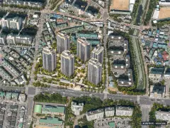 두산위브 더센트럴 부평 6개동·최고 25층·총 500세대(이번 141세대 공급) 기준 AI 상상도(주간 항공) — 실제와 다를 수 있음