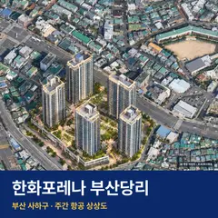 상상도 · AI 생성 이미지로 실제와 다를 수 있음 한화포레나 부산당리 단지 전경 AI 상상도 — 사하구 당리동 543세대