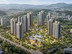 더샵 천안 라크원 이번 1,290세대 공급 기준 AI 상상도(주간 항공) — 실제와 다를 수 있음