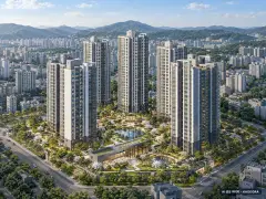 경남 진주 칠암동 재개발 주간 항공 상상도 · AI 생성 이미지로 실제와 다를 수 있음 경남 진주 칠암동 재개발 단지 전경 AI 상상도(주간 항공) — 진주시