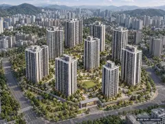 트리븐센텀 2단지 9개동·최고 29층·총 792세대 기준 AI 상상도 — 실제와 다를 수 있음 트리븐센텀 2단지 9개동·최고 29층·총 792세대 기준 AI 상상도(주간 항공) — 실제와 다를 수 있음