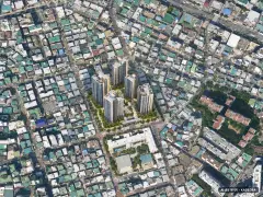 부산 동래구 온천5 재개발 총 419세대 기준 AI 상상도(주간 항공) — 실제와 다를 수 있음