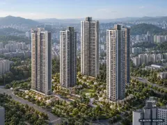 서면 어반센트 데시앙 4개동·최고 46층·총 762세대(이번 211세대 공급) 기준 AI 상상도 — 실제와 다를 수 있음 서면 어반센트 데시앙 4개동·최고 46층·총 762세대(이번 211세대 공급) 기준 AI 상상도(주간 항공) — 실제와 다를 수 있음