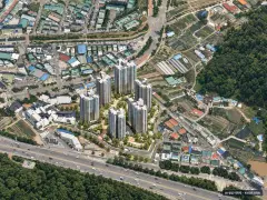 안산시 인정프린스아파트 총 692세대 기준 AI 상상도(주간 항공) — 실제와 다를 수 있음