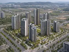 화정1지구 아르엘 이번 802세대 공급 기준 AI 상상도 — 실제와 다를 수 있음 화정1지구 아르엘 이번 802세대 공급 기준 AI 상상도(주간 항공) — 실제와 다를 수 있음