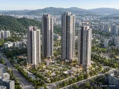 e편한세상 범일 국제금융시티 4개동·최고 49층·총 856세대(이번 384세대 공급) 기준 AI 상상도(주간 항공) — 실제와 다를 수 있음