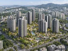 인천 남구 학익동 재개발 총 1,400세대 기준 AI 상상도 — 실제와 다를 수 있음 인천 남구 학익동 재개발 총 1,400세대 기준 AI 상상도(주간 항공) — 실제와 다를 수 있음