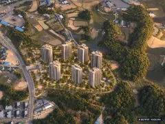 여주역 로제비앙 더센텀 8개동·최고 25층·총 744세대 기준 AI 상상도 — 실제와 다를 수 있음 여주역 로제비앙 더센텀 8개동·최고 25층·총 744세대 기준 AI 상상도(노을 항공) — 실제와 다를 수 있음
