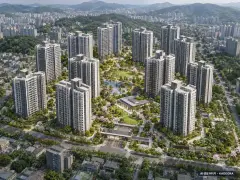 수원시 영통 3구역(원천 주공) 총 1,333세대 기준 AI 상상도 — 실제와 다를 수 있음 수원시 영통 3구역(원천 주공) 총 1,333세대 기준 AI 상상도(주간 항공) — 실제와 다를 수 있음