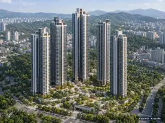 부산 연제구 더샵 아시아드 엘포르타 5개동·최고 48층·총 999세대 기준 AI 상상도 — 실제와 다를 수 있음 부산 연제구 더샵 아시아드 엘포르타 5개동·최고 48층·총 999세대 기준 AI 상상도(주간 항공) — 실제와 다를 수 있음
