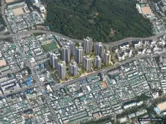 부산 북구 덕천3 재개발 총 1,599세대 기준 AI 상상도 — 실제와 다를 수 있음 부산 북구 덕천3 재개발 총 1,599세대 기준 AI 상상도(주간 항공) — 실제와 다를 수 있음