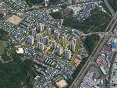 그랑라크 에일린의 뜰 13개동·최고 30층·총 1,521세대(이번 1,153세대 공급) 기준 AI 상상도 — 실제와 다를 수 있음 그랑라크 에일린의 뜰 13개동·최고 30층·총 1,521세대(이번 1,153세대 공급) 기준 AI 상상도(주간 항공) — 실제와 다를 수 있음