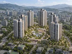 경남 창원 반송동 재건축 주간 항공 상상도 · AI 생성 이미지로 실제와 다를 수 있음 경남 창원 반송동 재건축 단지 전경 AI 상상도(주간 항공) — 창원시