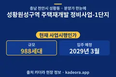 성황원성구역 주택재개발 정비사업-1단지 분양가 단지 개요 카드