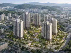 의정부시 호원2구역 총 600세대 기준 AI 상상도(주간 항공) — 실제와 다를 수 있음