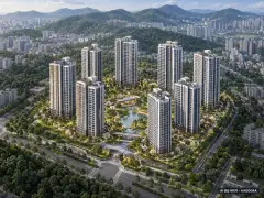 김포 풍무역세권 B5블록 호반써밋 9개동·최고 29층·총 956세대 기준 AI 상상도 — 실제와 다를 수 있음 김포 풍무역세권 B5블록 호반써밋 9개동·최고 29층·총 956세대 기준 AI 상상도(주간 항공) — 실제와 다를 수 있음