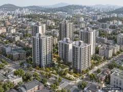 원주 모아엘가 그랑데 6개동·최고 20층·총 353세대(이번 281세대 공급) 기준 AI 상상도(주간 항공) — 실제와 다를 수 있음