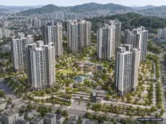 울산 남구 B-01 재개발 총 1,165세대 기준 AI 상상도(주간 항공) — 실제와 다를 수 있음