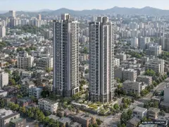 더폴 울산신정 2개동·최고 37층·총 168세대 기준 AI 상상도 — 실제와 다를 수 있음 더폴 울산신정 2개동·최고 37층·총 168세대 기준 AI 상상도(주간 항공) — 실제와 다를 수 있음