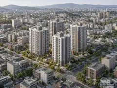 익산 부송에코르 10년 공공임대주택 4개동·총 300세대 기준 AI 상상도(주간 항공) — 실제와 다를 수 있음