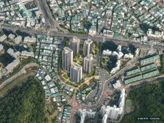 부산 연제구 연산13 재개발 총 710세대 기준 AI 상상도(주간 항공) — 실제와 다를 수 있음