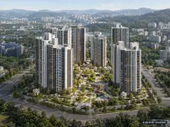 풍무역세권 수자인 그라센트 2차(4차) 7개동·최고 28층·총 639세대(이번 6세대 공급) 기준 AI 상상도(주간 항공) — 실제와 다를 수 있음