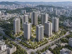 트리븐센텀 2단지 9개동·최고 29층·총 792세대 기준 AI 상상도 — 실제와 다를 수 있음 트리븐센텀 2단지 9개동·최고 29층·총 792세대 기준 AI 상상도(주간 항공) — 실제와 다를 수 있음