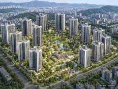 트리븐 센텀 총 1,644세대 기준 AI 상상도(주간 항공) — 실제와 다를 수 있음