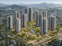 인천 주안역 정비사업 총 3,500세대 기준 AI 상상도 — 실제와 다를 수 있음 인천 주안역 정비사업 총 3,500세대 기준 AI 상상도(주간 항공) — 실제와 다를 수 있음