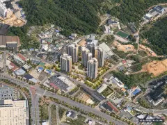 주촌힐스테이트 이번 878세대 공급 기준 AI 상상도 — 실제와 다를 수 있음 주촌힐스테이트 이번 878세대 공급 기준 AI 상상도(주간 항공) — 실제와 다를 수 있음