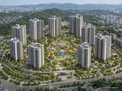 천안 아이파크 시티 3단지 총 1,126세대(이번 851세대 공급) 기준 AI 상상도(주간 항공) — 실제와 다를 수 있음